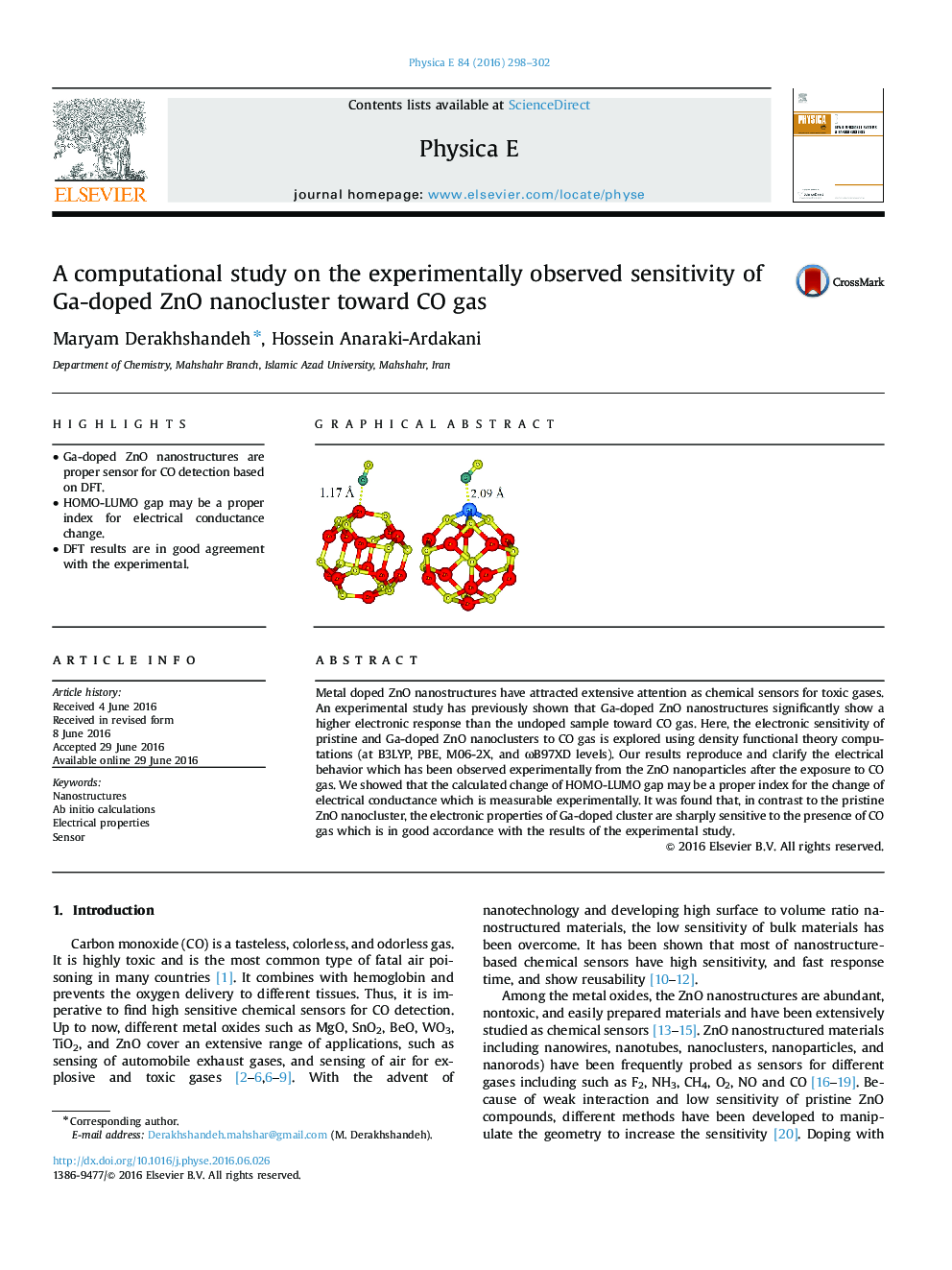 A computational study on the experimentally observed sensitivity of Ga-doped ZnO nanocluster toward CO gas