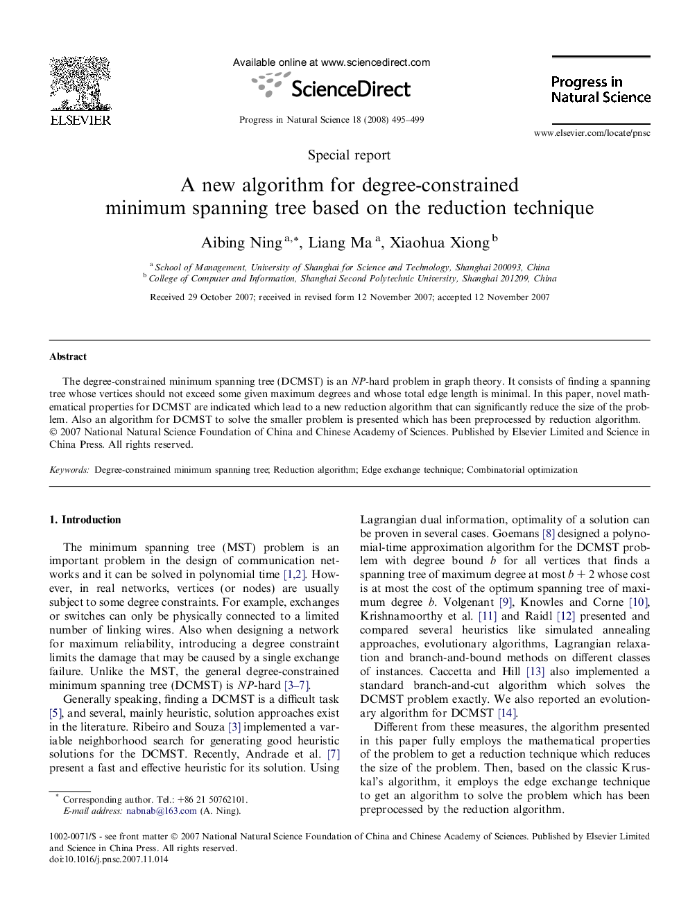 A new algorithm for degree-constrained minimum spanning tree based on the reduction technique