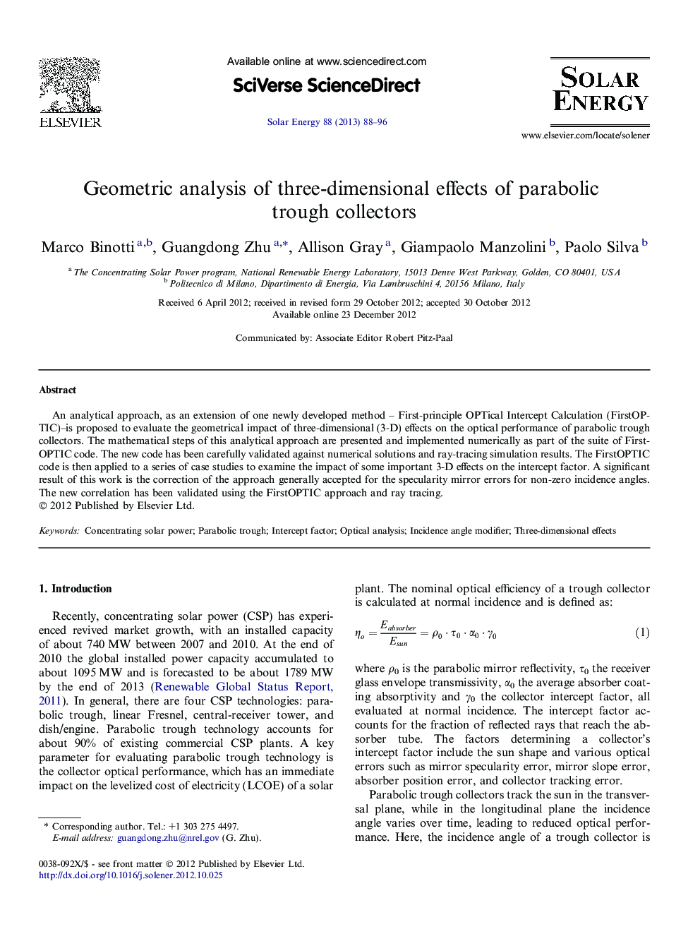 Geometric analysis of three-dimensional effects of parabolic trough collectors