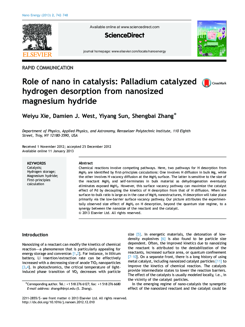 Role of nano in catalysis: Palladium catalyzed hydrogen desorption from nanosized magnesium hydride