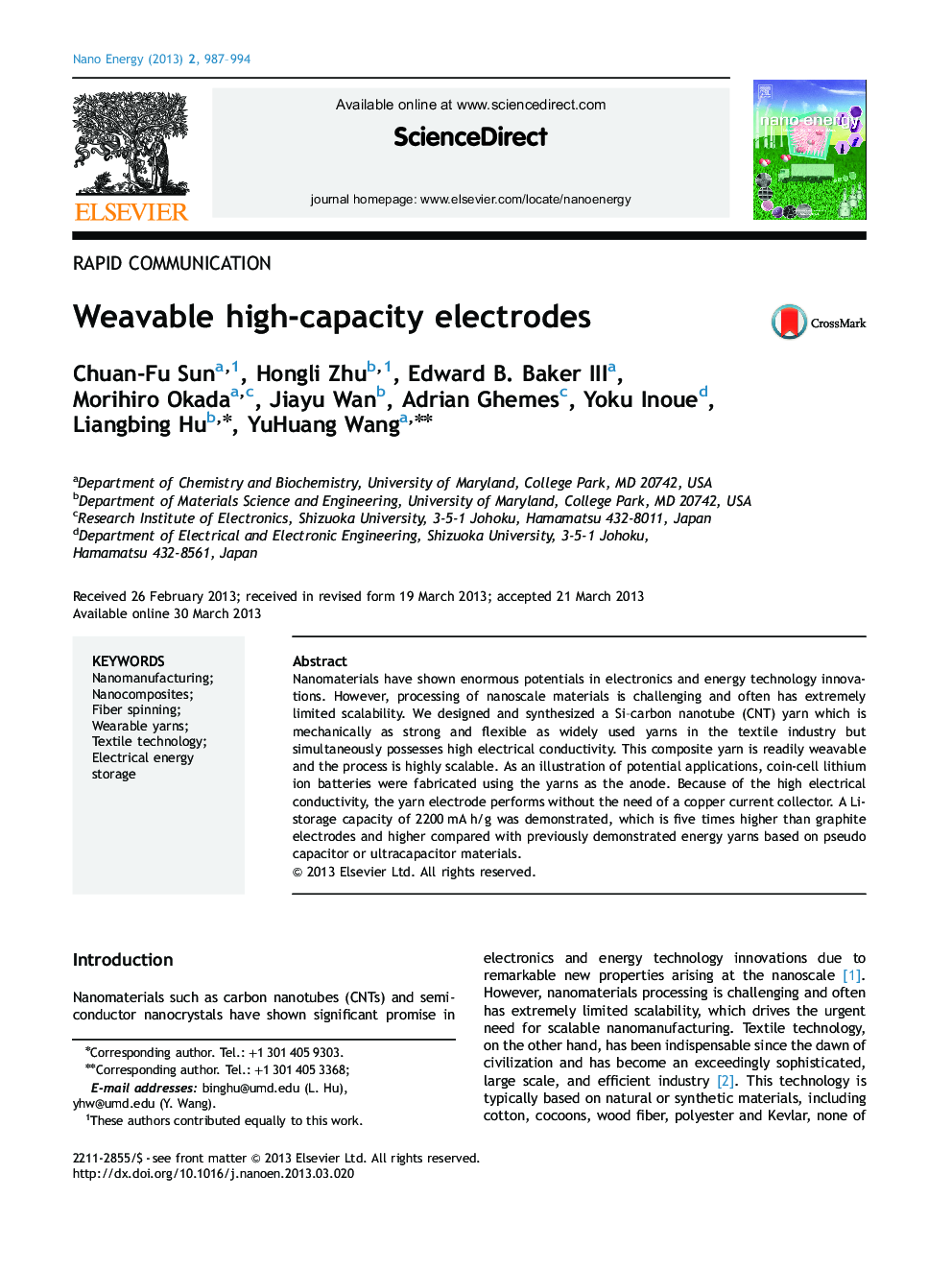 Weavable high-capacity electrodes