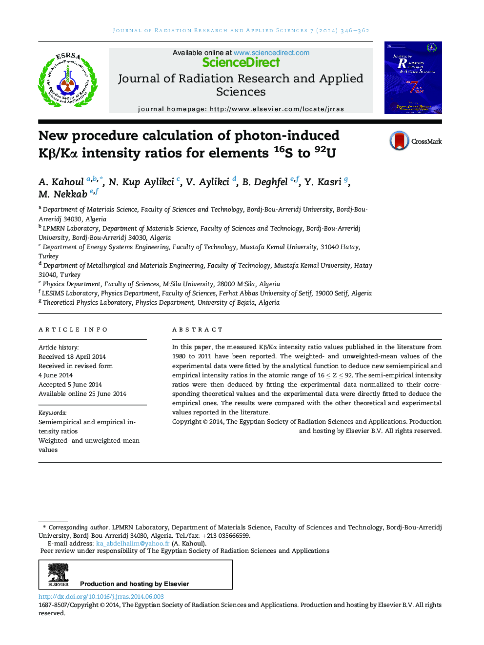 New procedure calculation of photon-induced Kβ/Kα intensity ratios for elements 16S to 92U 