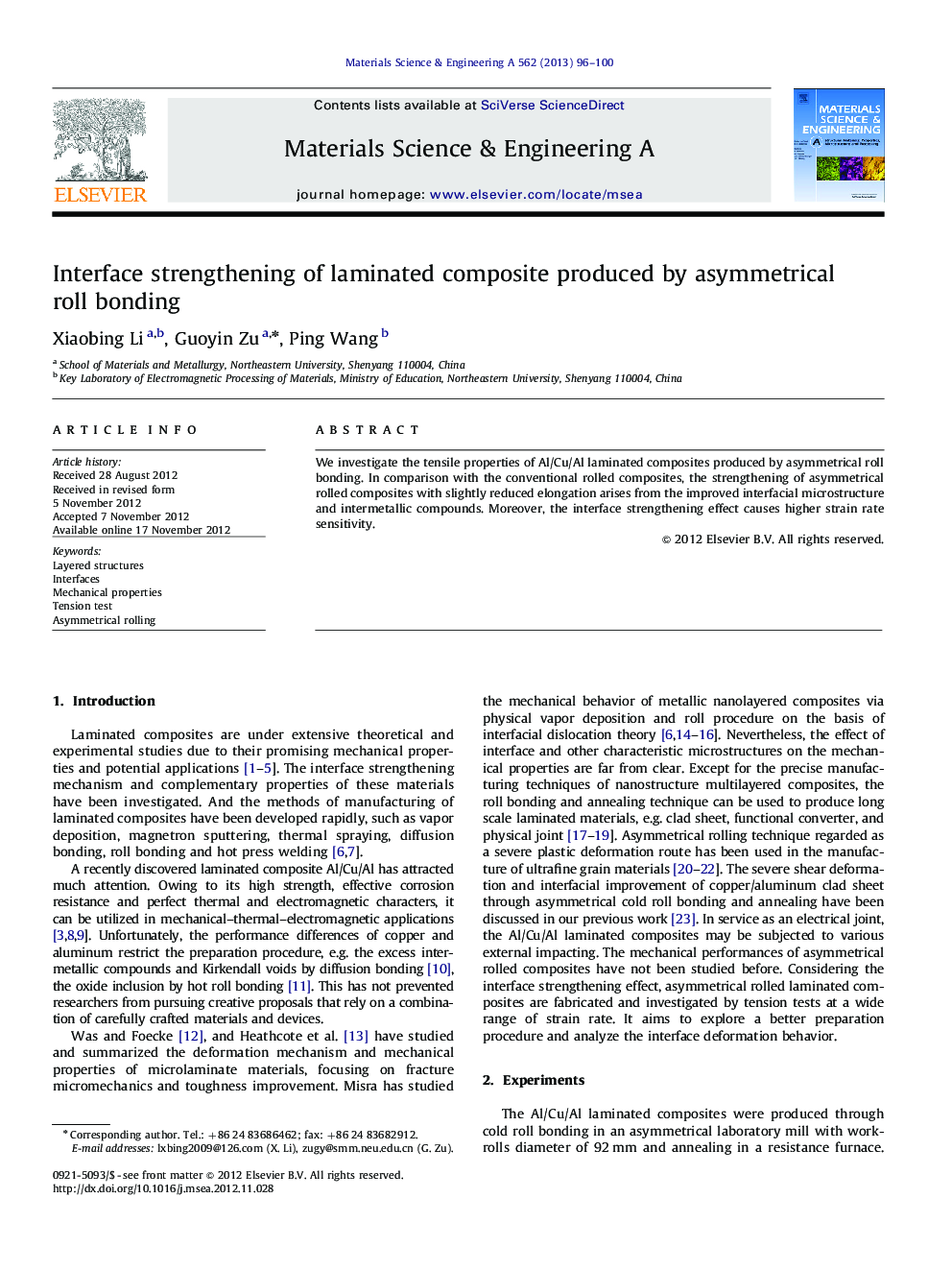 Interface strengthening of laminated composite produced by asymmetrical roll bonding