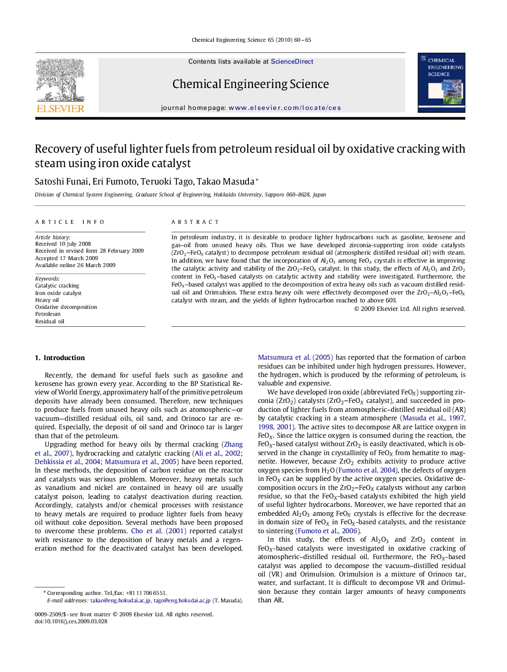 Recovery of useful lighter fuels from petroleum residual oil by oxidative cracking with steam using iron oxide catalyst