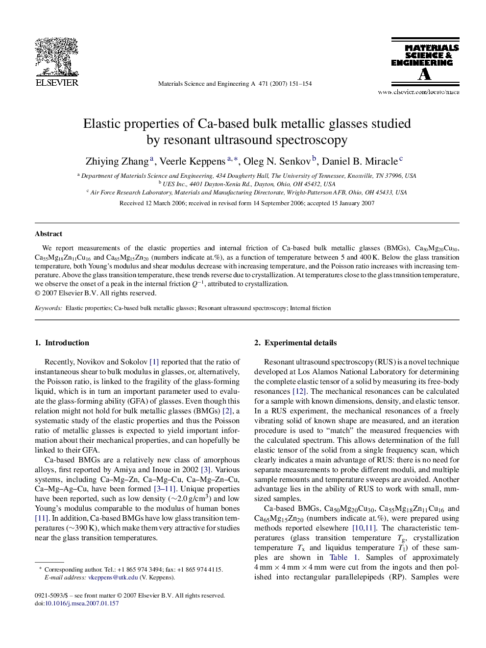 Elastic properties of Ca-based bulk metallic glasses studied by resonant ultrasound spectroscopy