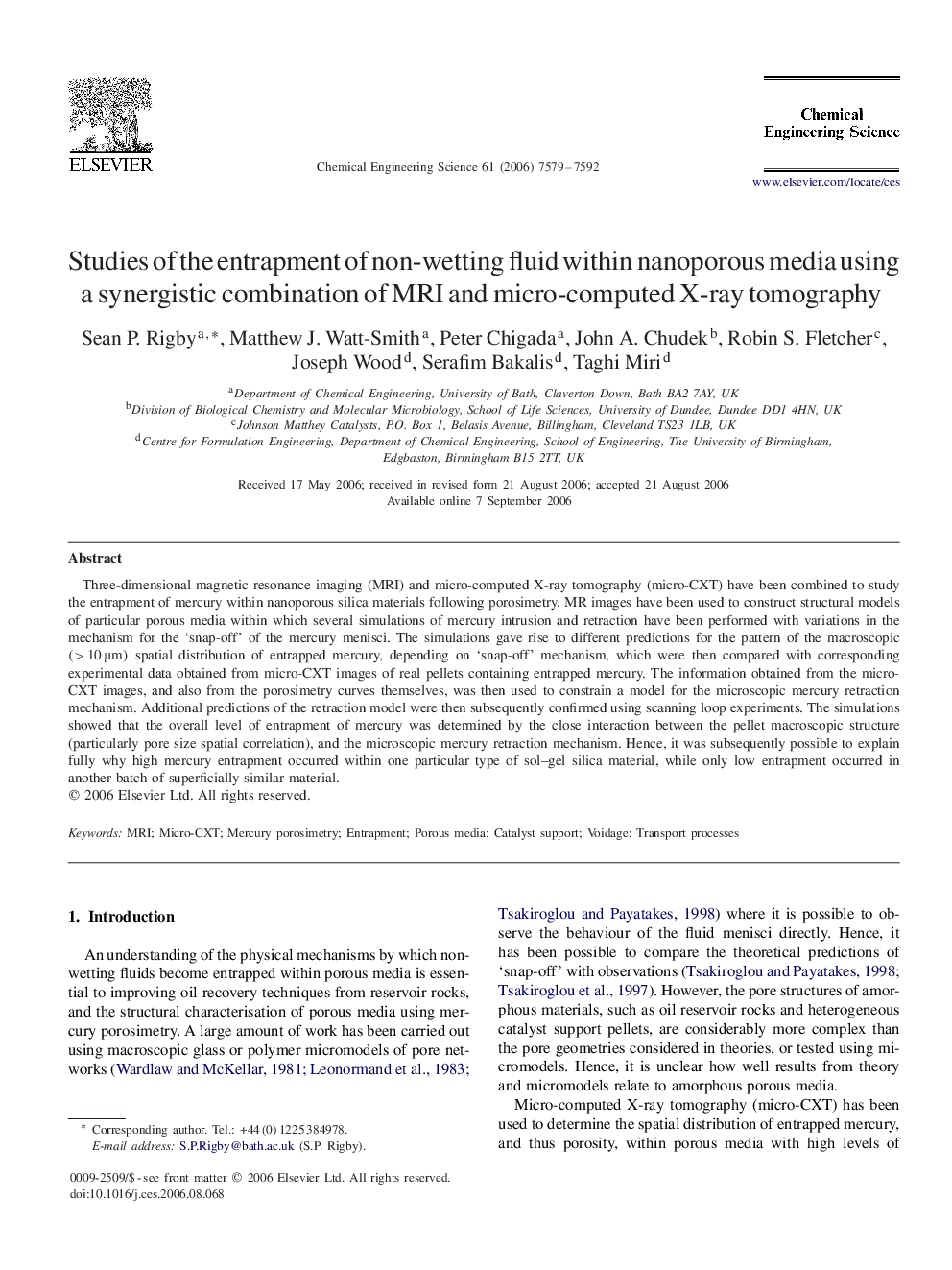 Studies of the entrapment of non-wetting fluid within nanoporous media using a synergistic combination of MRI and micro-computed X-ray tomography