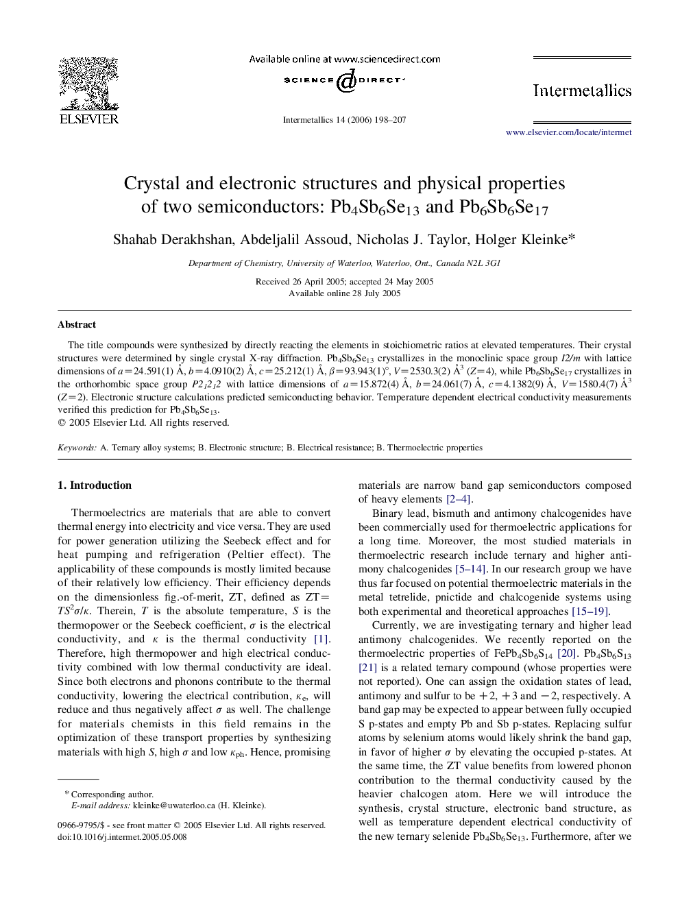Crystal and electronic structures and physical properties of two semiconductors: Pb4Sb6Se13 and Pb6Sb6Se17
