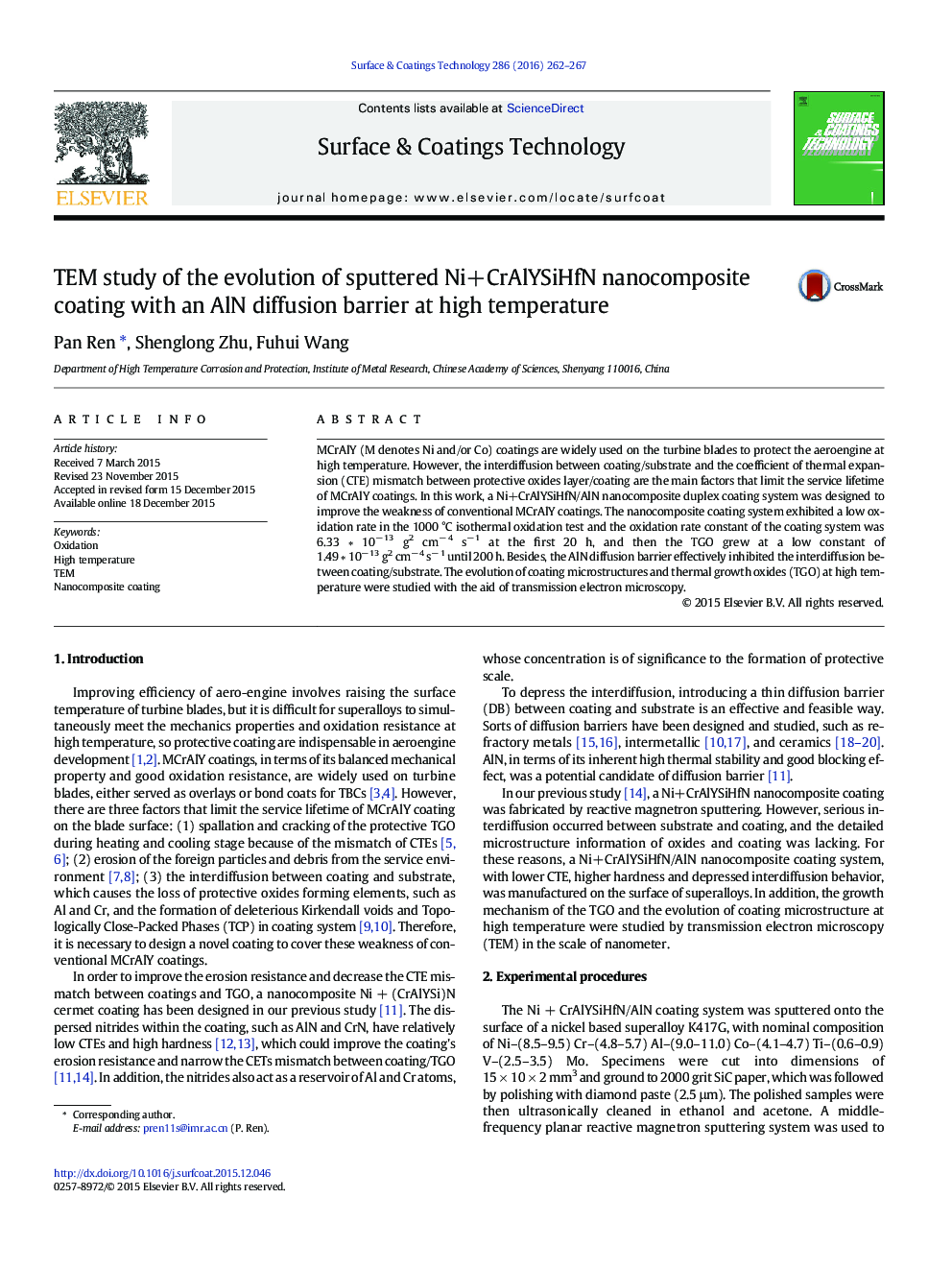 TEM study of the evolution of sputtered Ni+CrAlYSiHfN nanocomposite coating with an AlN diffusion barrier at high temperature