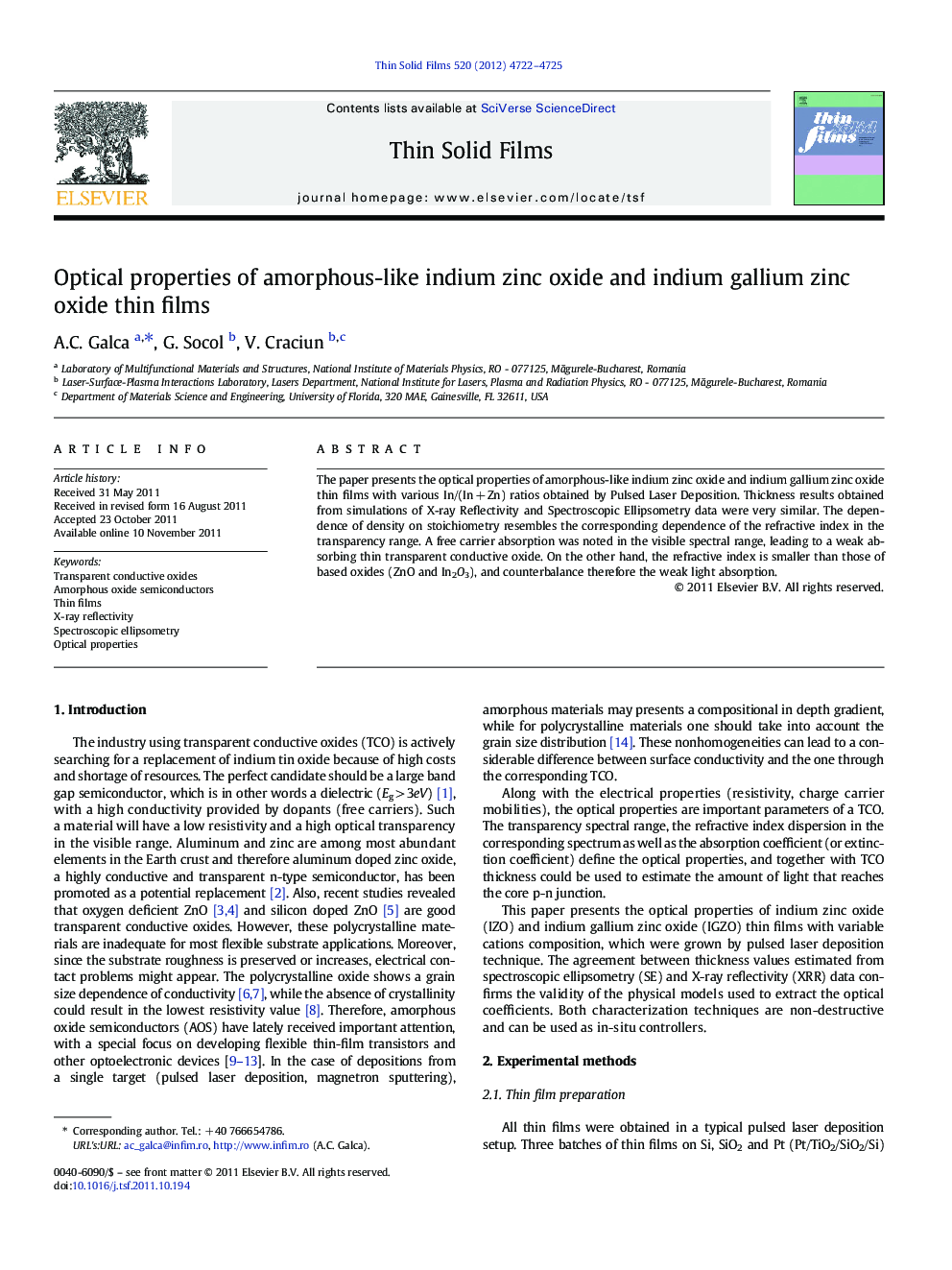 Optical properties of amorphous-like indium zinc oxide and indium gallium zinc oxide thin films