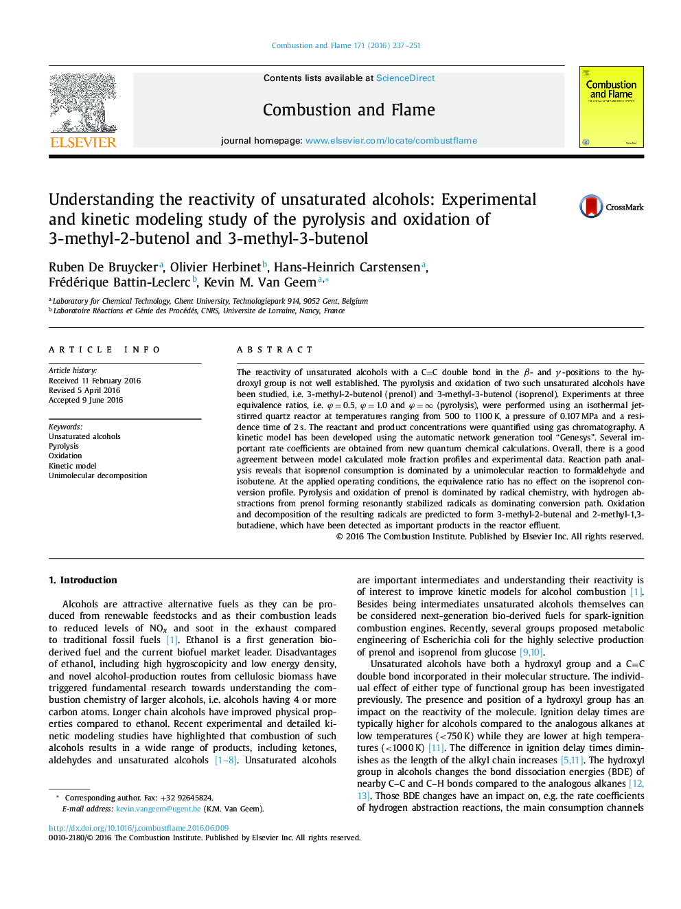درک واکنش پذیری الکلهای غیر اشباع: مطالعه مدلسازی تجربی و جنبشی پیرولیز و اکسیداسیون 3-متیل-2-بوتنول و 3-متیل-3-بوتنول 