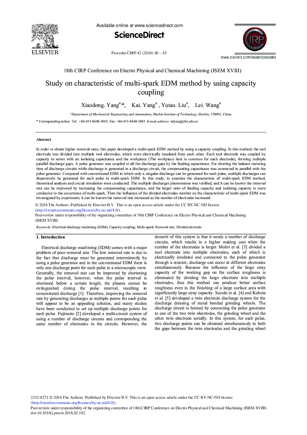 Study on Characteristic of Multi-spark EDM Method by Using Capacity Coupling 