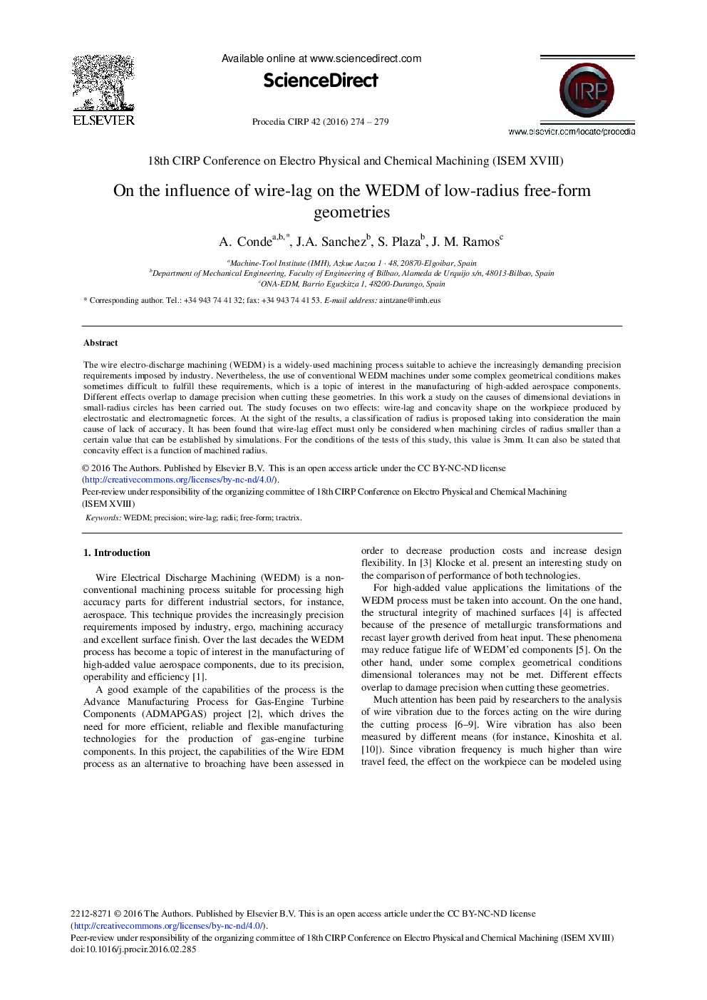 On the Influence of Wire-lag on the WEDM of Low-radius Free-form Geometries 