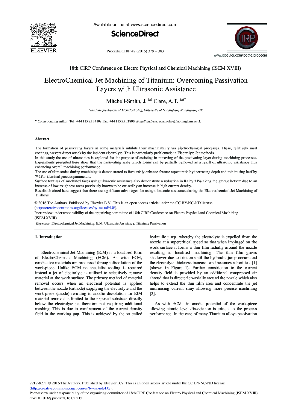 ElectroChemical Jet Machining of Titanium: Overcoming Passivation Layers with Ultrasonic Assistance 