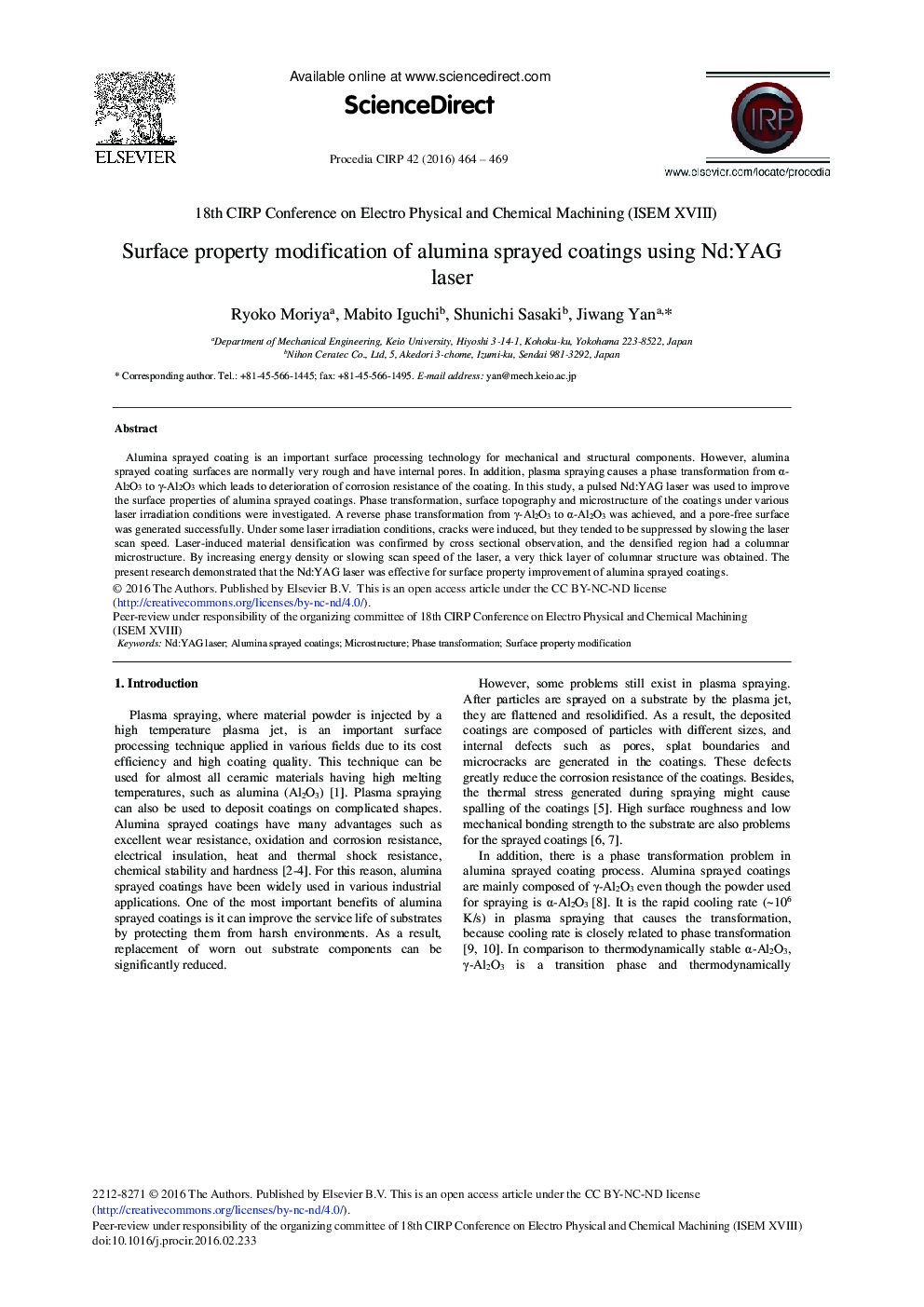 Surface Property Modification of Alumina Sprayed Coatings Using Nd:YAG Laser 