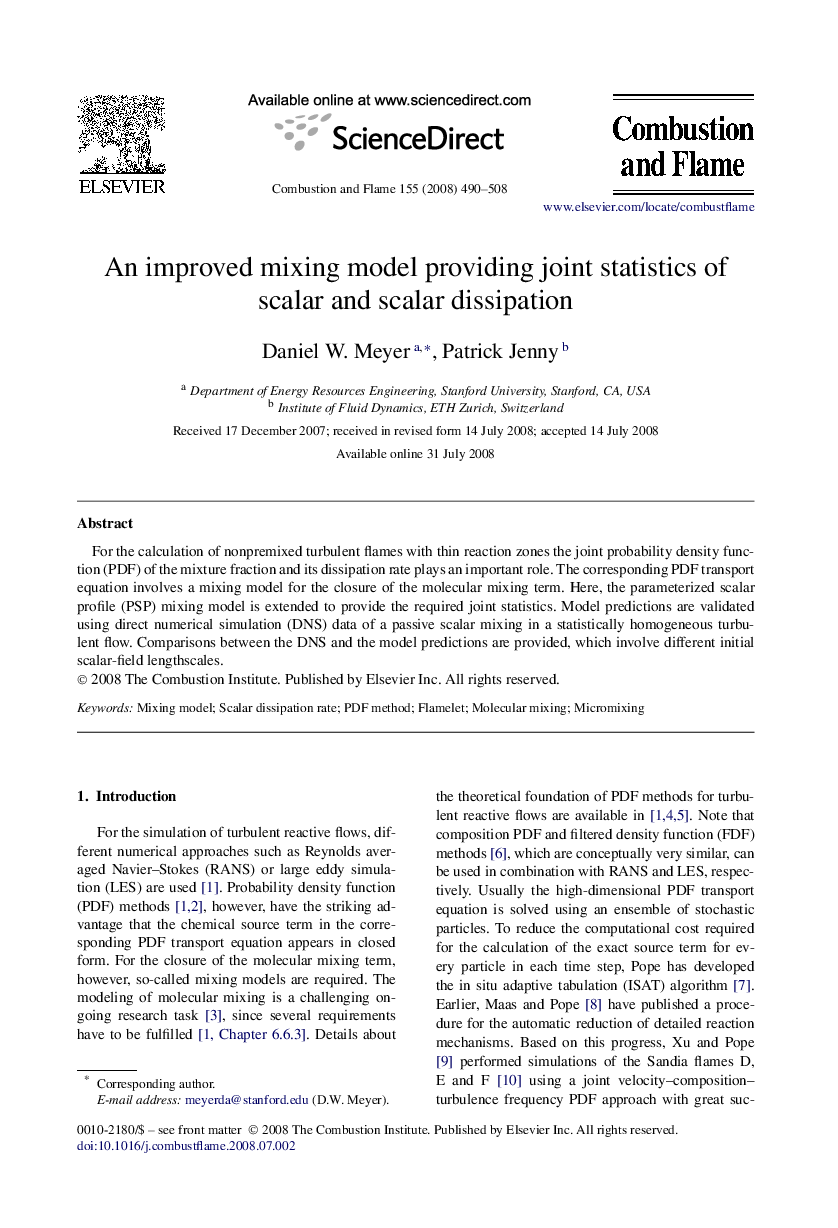 An improved mixing model providing joint statistics of scalar and scalar dissipation