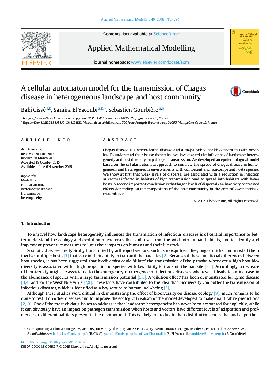 A cellular automaton model for the transmission of Chagas disease in heterogeneous landscape and host community