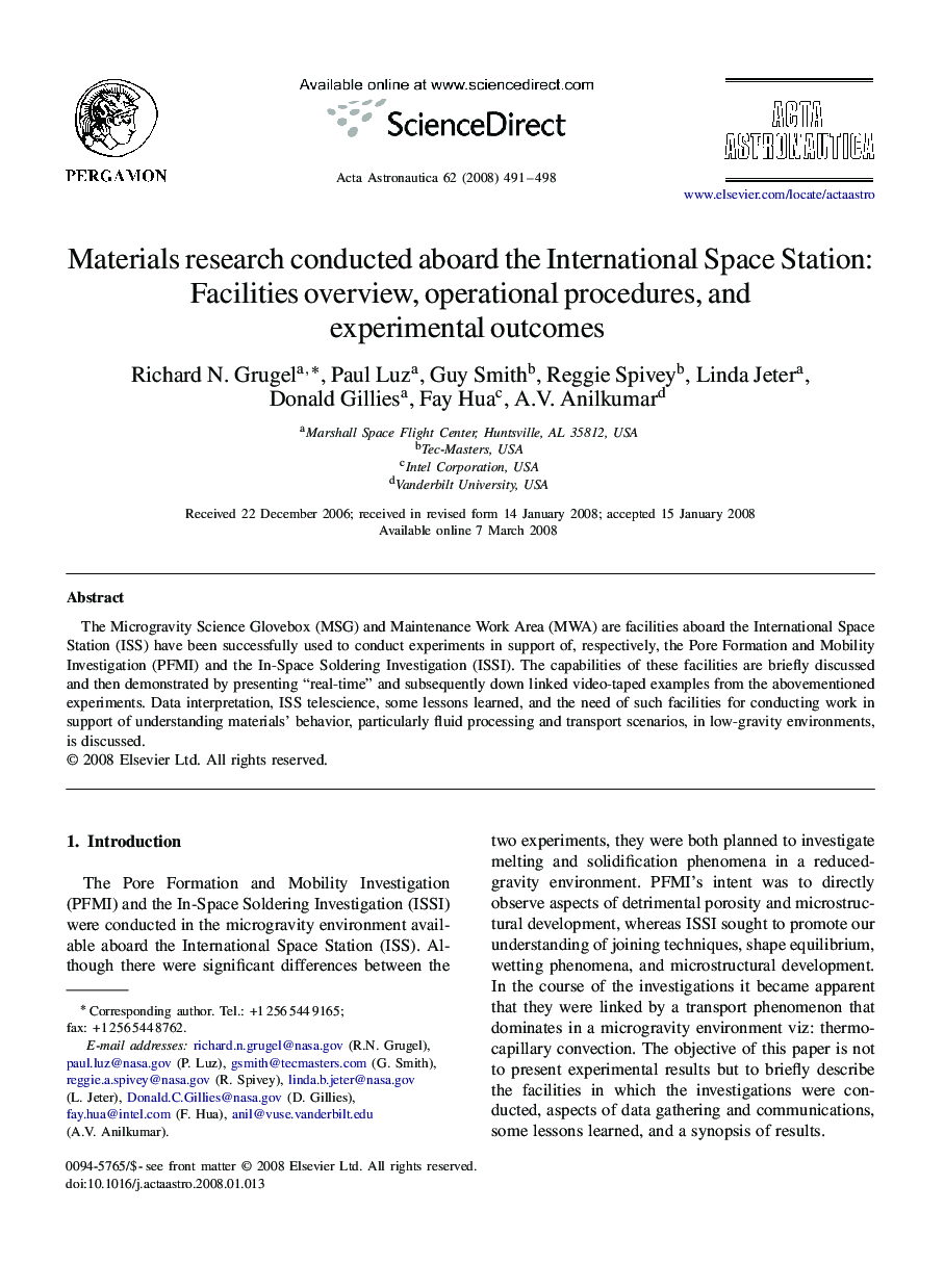 Materials research conducted aboard the International Space Station: Facilities overview, operational procedures, and experimental outcomes