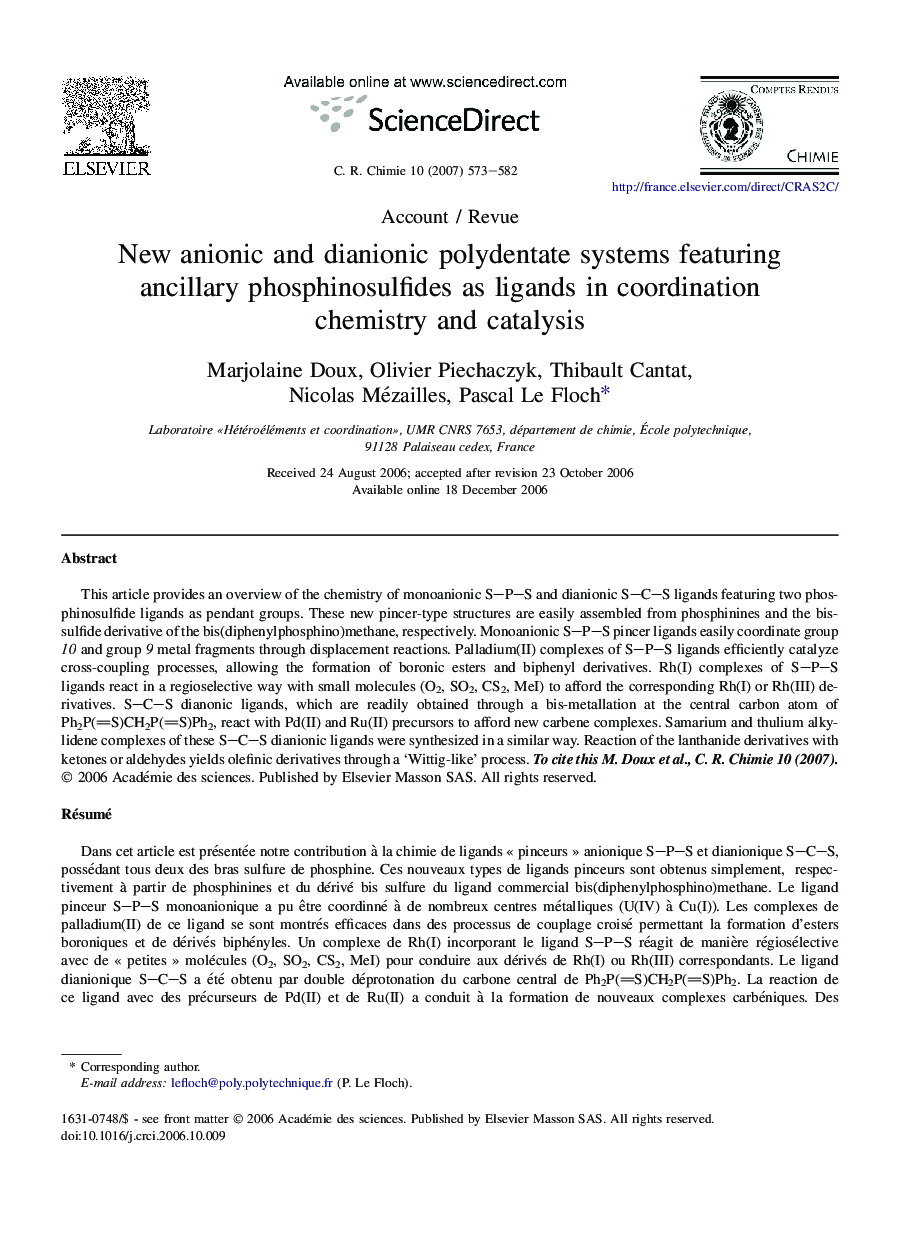 New anionic and dianionic polydentate systems featuring ancillary phosphinosulfides as ligands in coordination chemistry and catalysis