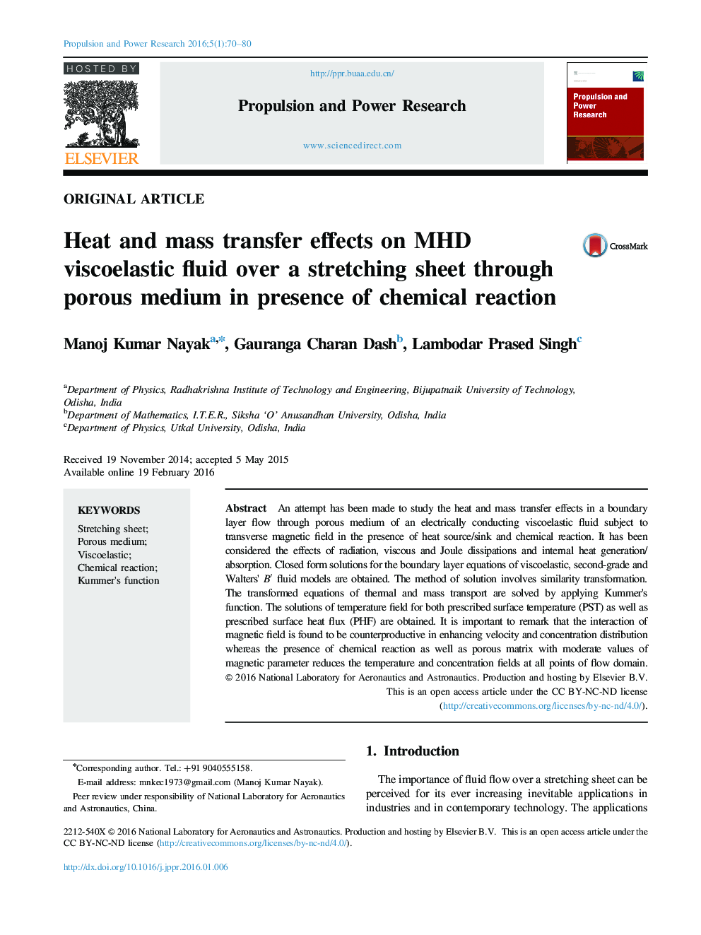 Heat and mass transfer effects on MHD viscoelastic fluid over a stretching sheet through porous medium in presence of chemical reaction 
