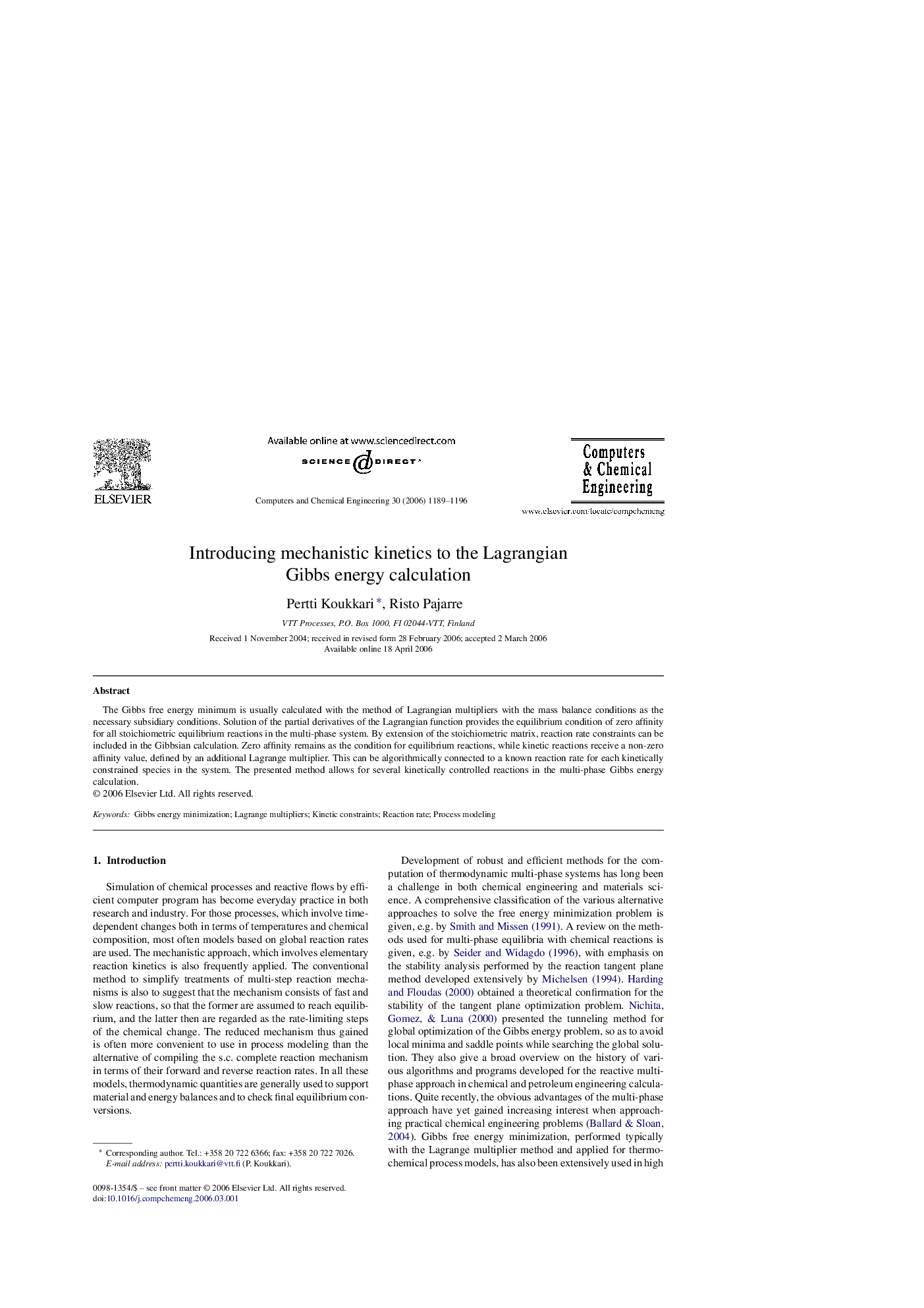 Introducing mechanistic kinetics to the Lagrangian Gibbs energy calculation