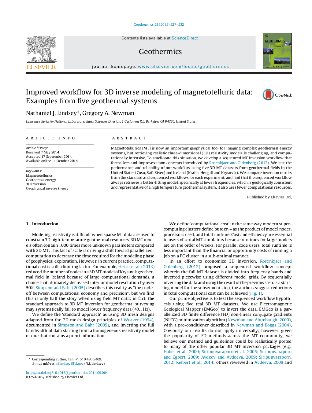 Improved workflow for 3D inverse modeling of magnetotelluric data: Examples from five geothermal systems