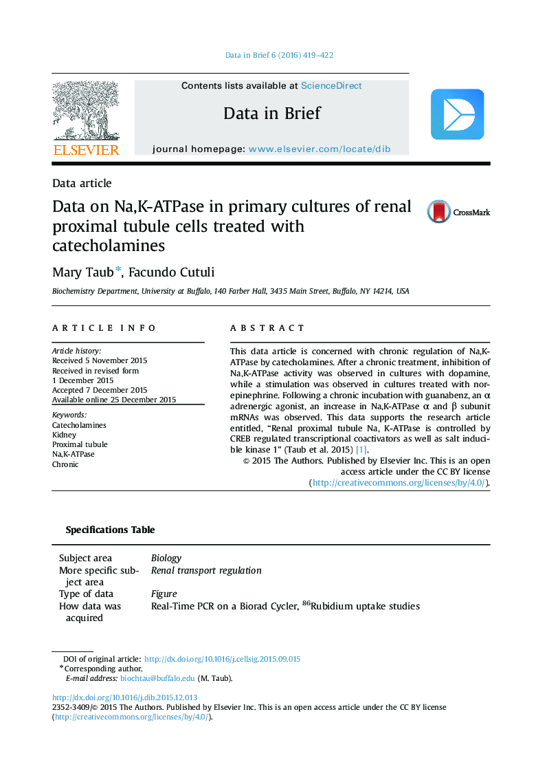 داده های درباره Na، K-ATPase در کشت های اولیه سلول های توبول پروگزیمال کلیه تحت درمان با کاتکول آمین ها