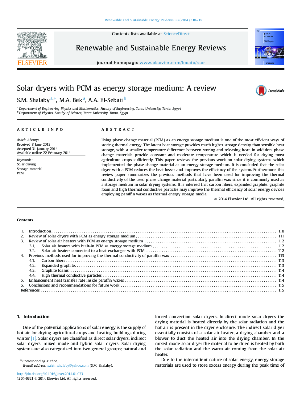 Solar dryers with PCM as energy storage medium: A review