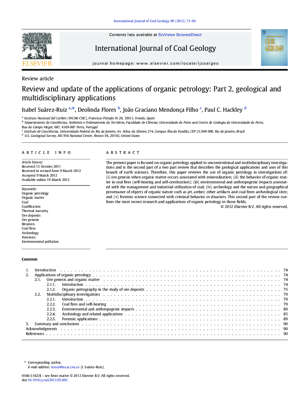 Review and update of the applications of organic petrology: Part 2, geological and multidisciplinary applications