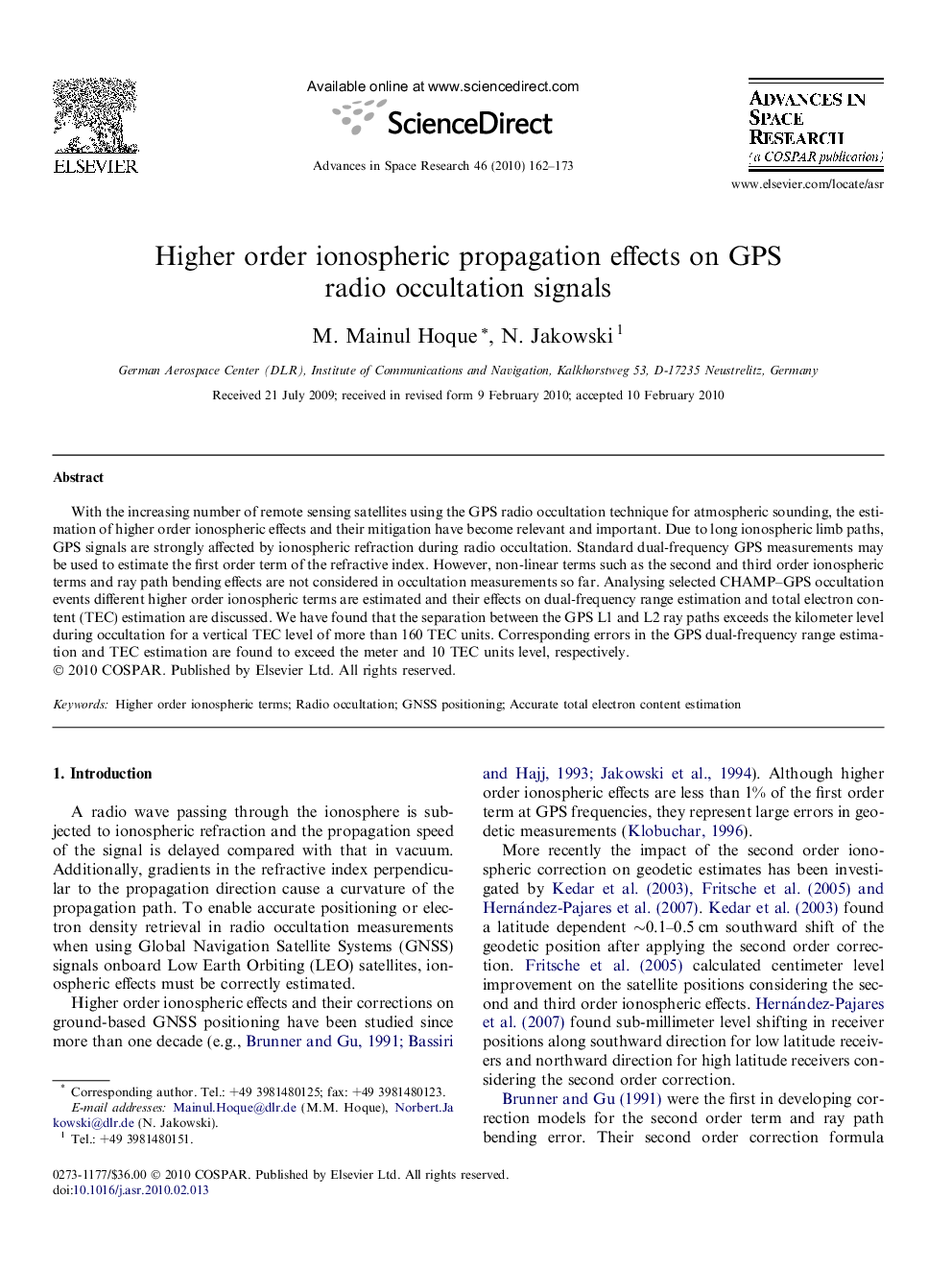 Higher order ionospheric propagation effects on GPS radio occultation signals