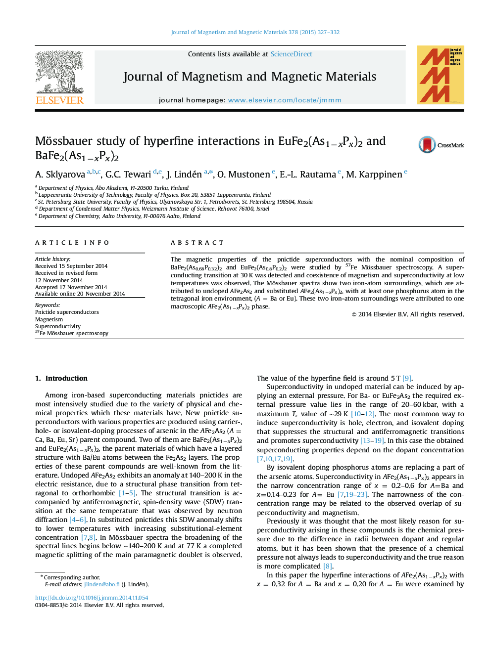 Mössbauer study of hyperfine interactions in EuFe2(As1−xPx)2 and BaFe2(As1−xPx)2