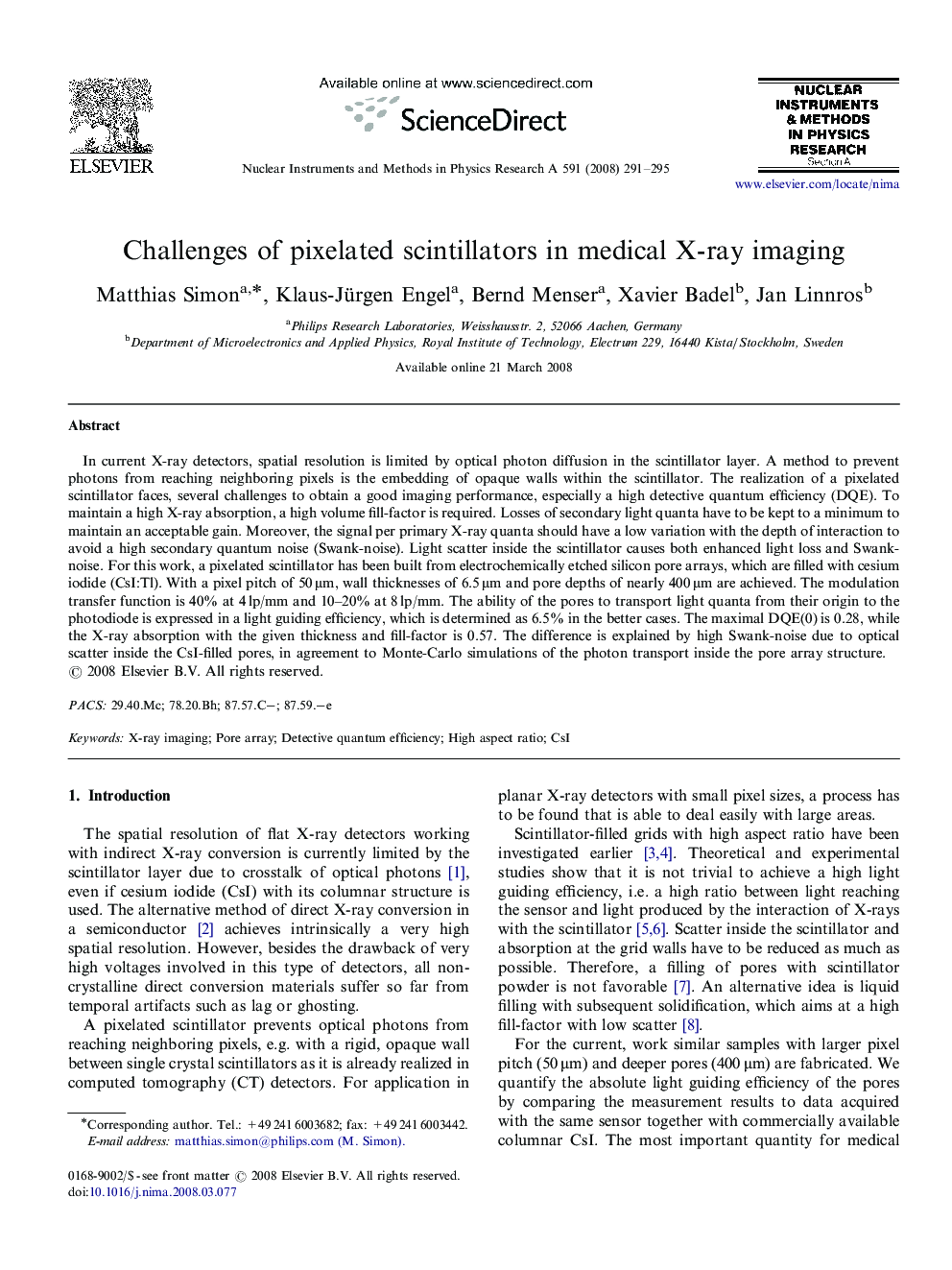 Challenges of pixelated scintillators in medical X-ray imaging