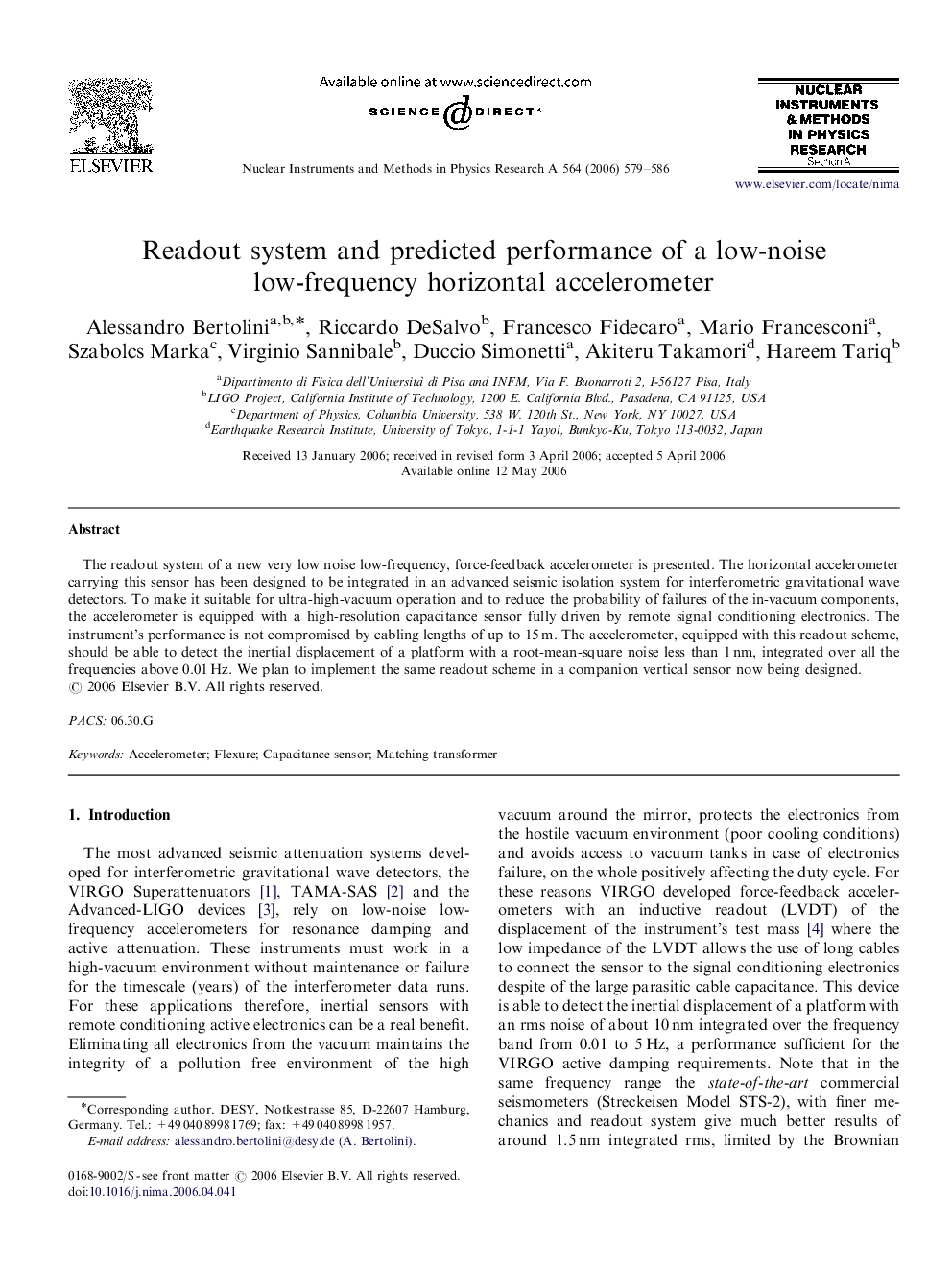 Readout system and predicted performance of a low-noise low-frequency horizontal accelerometer