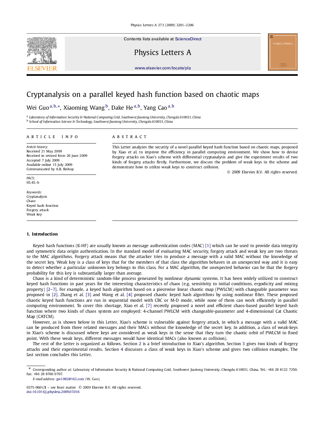 Cryptanalysis on a parallel keyed hash function based on chaotic maps