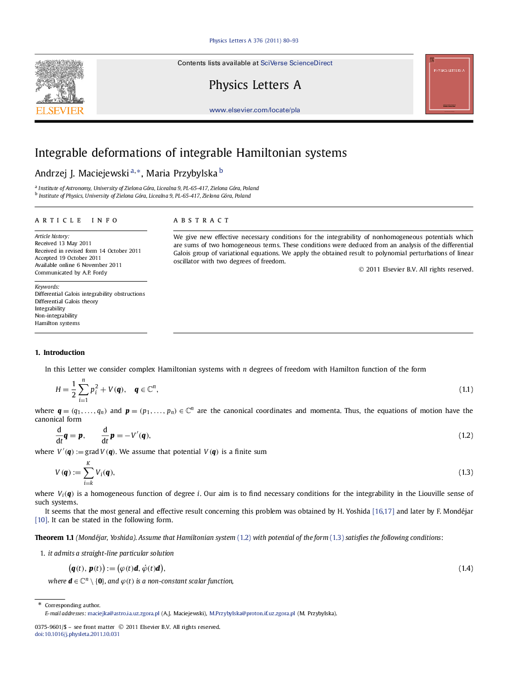 Integrable deformations of integrable Hamiltonian systems