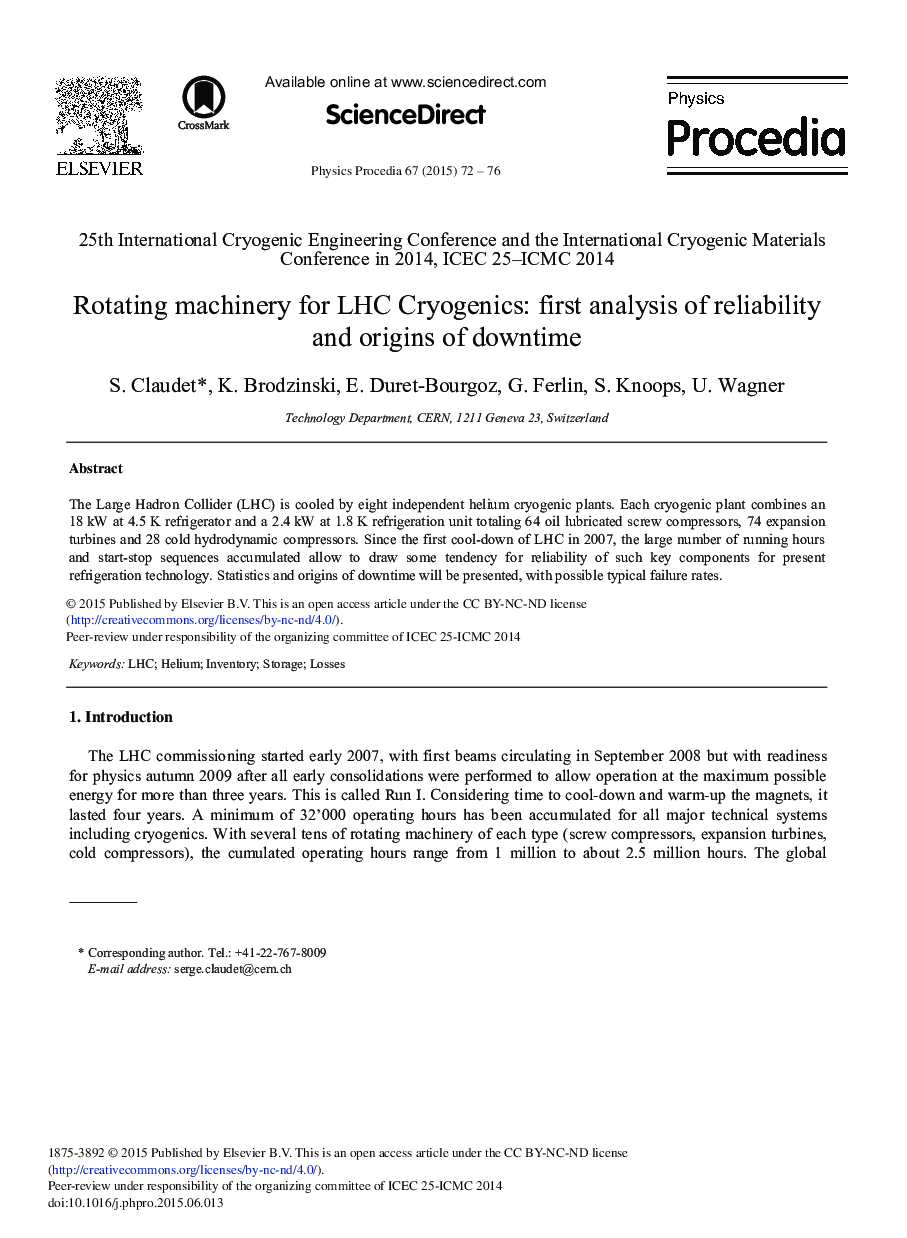 Rotating Machinery for LHC Cryogenics: First Analysis of Reliability and Origins of Downtime 