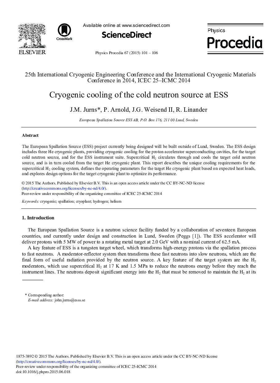 Cryogenic Cooling of the Cold Neutron Source at ESS 