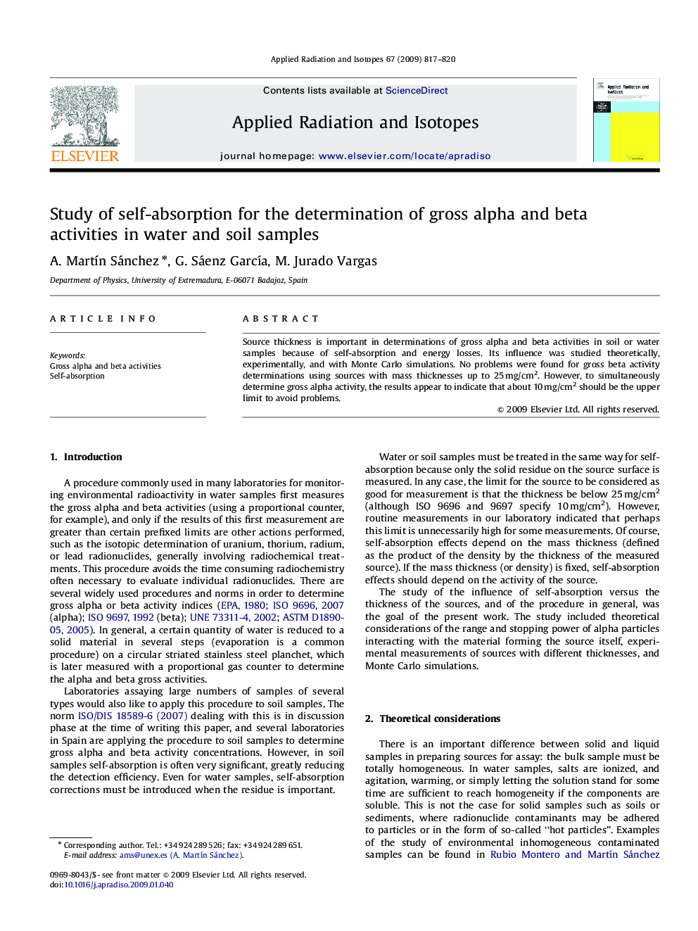 Study of self-absorption for the determination of gross alpha and beta activities in water and soil samples