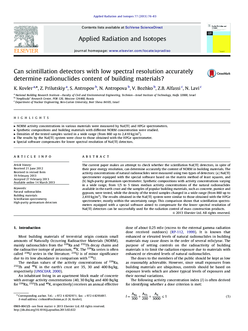 Can scintillation detectors with low spectral resolution accurately determine radionuclides content of building materials?