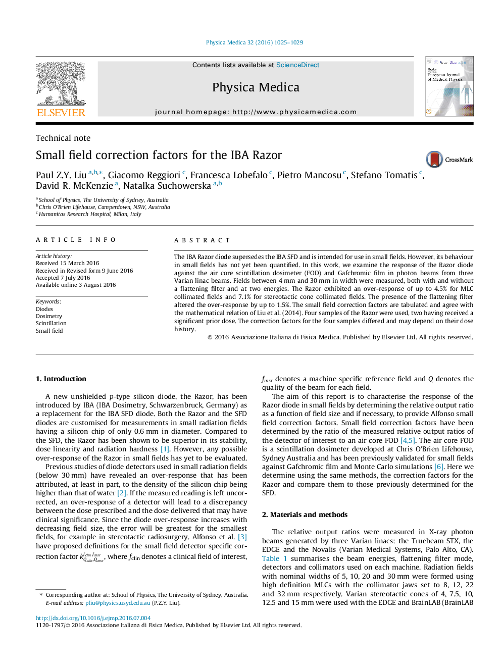 Small field correction factors for the IBA Razor