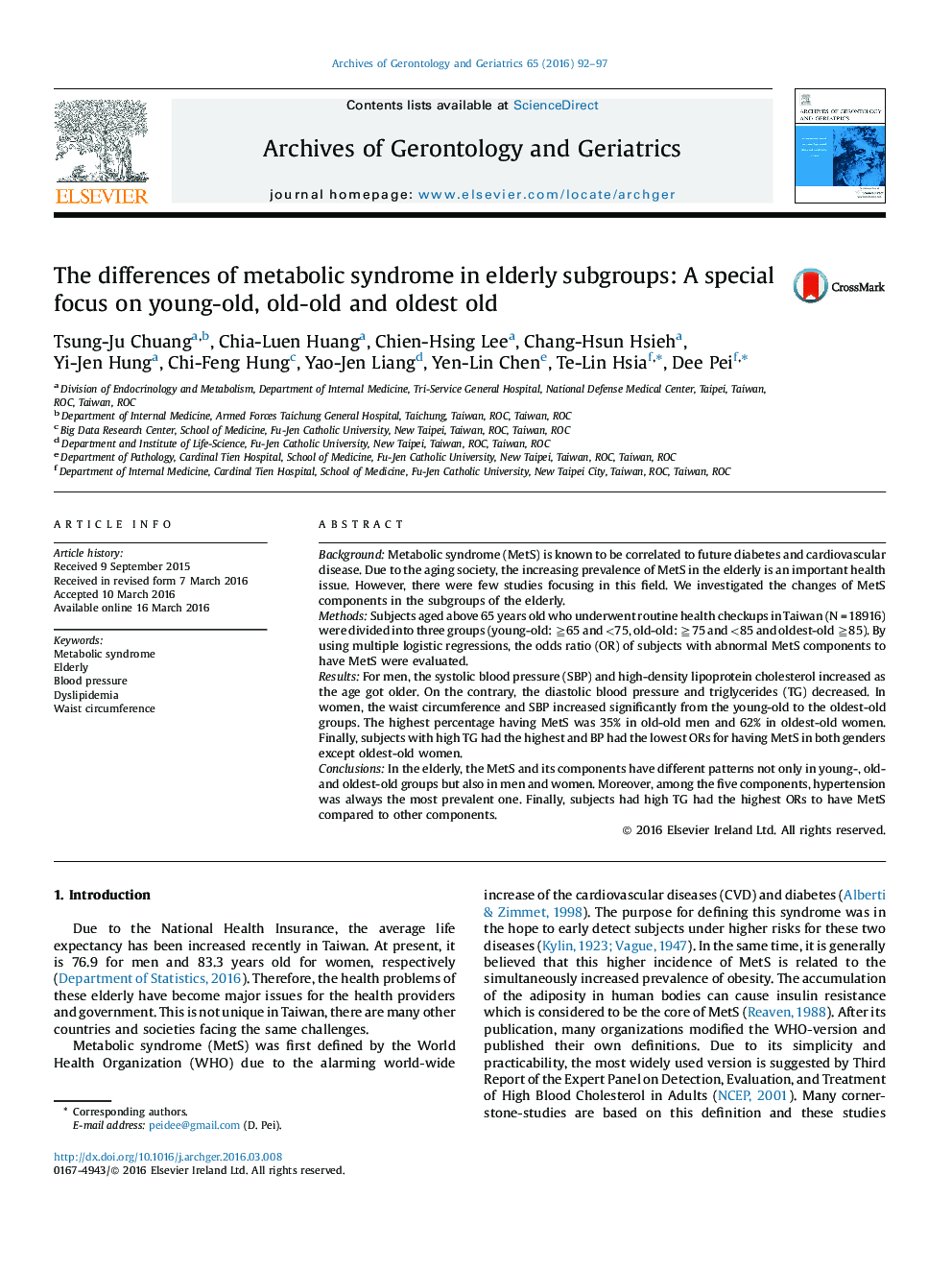 تفاوت های سندرم متابولیک در زیرگروه سالخوردگان: تمرکز ویژه بر جوانان، میانسالان و سالمندان