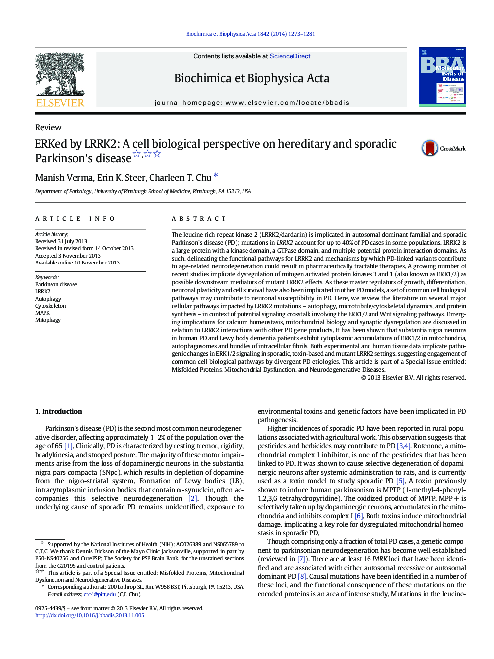 ERKed by LRRK2: A cell biological perspective on hereditary and sporadic Parkinson's disease 