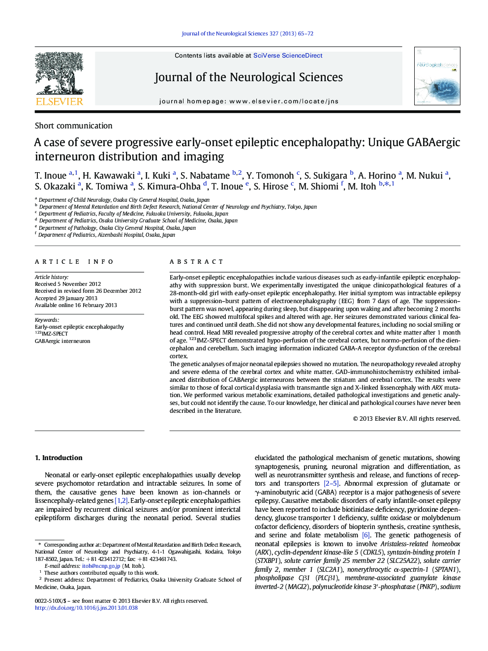 A case of severe progressive early-onset epileptic encephalopathy: Unique GABAergic interneuron distribution and imaging