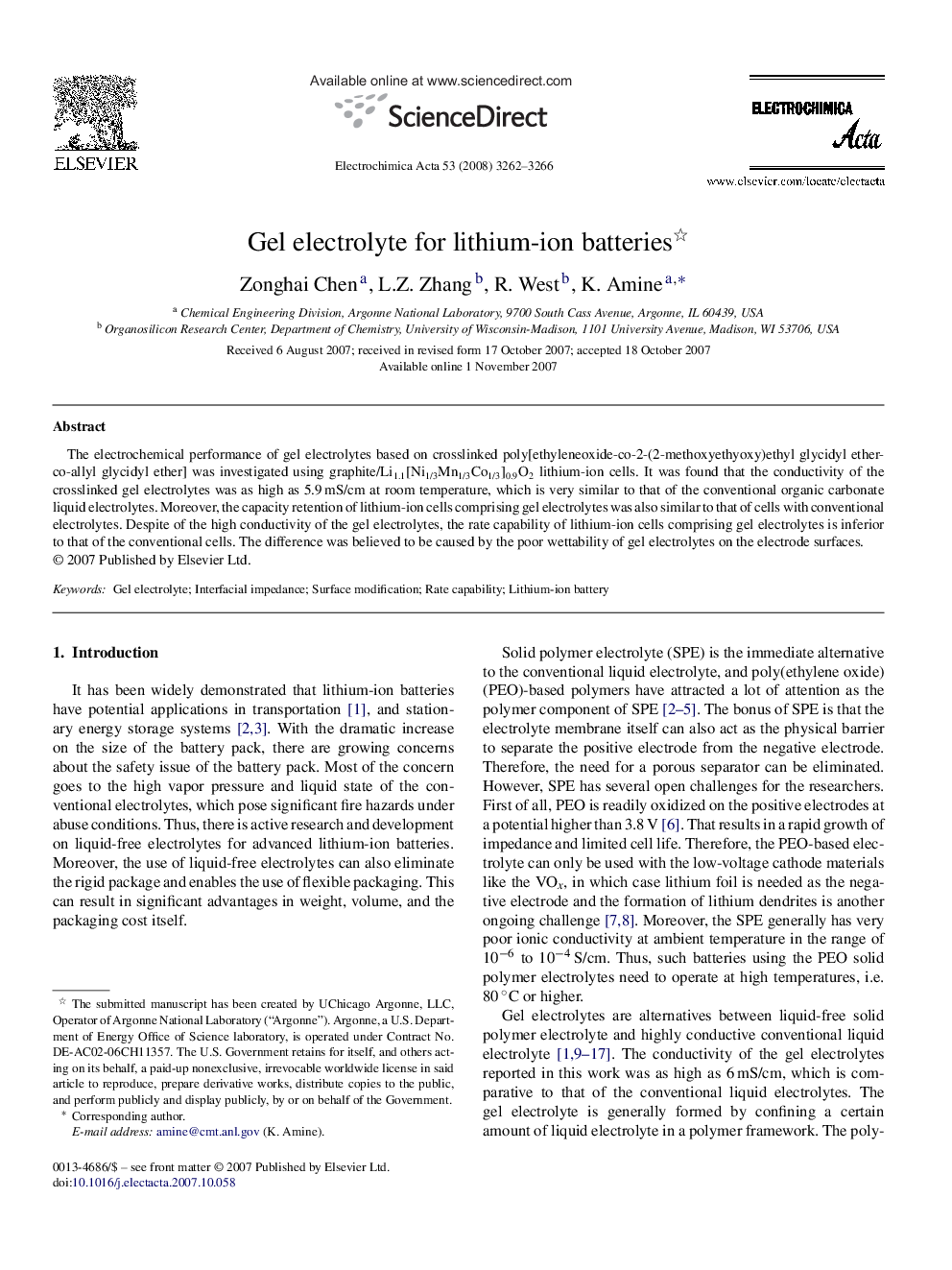 Gel electrolyte for lithium-ion batteries 