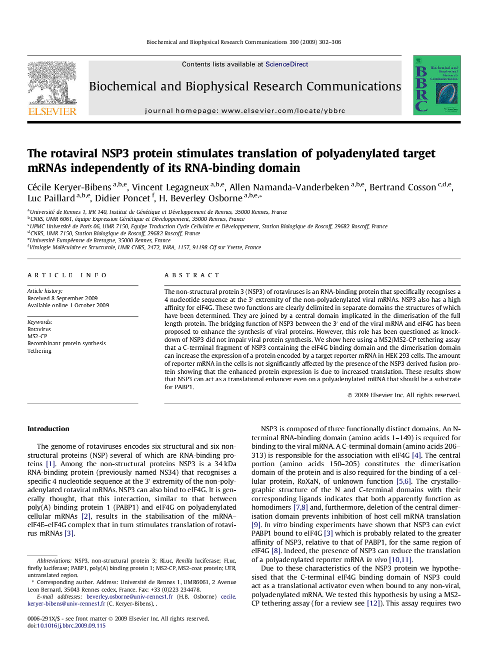 The rotaviral NSP3 protein stimulates translation of polyadenylated target mRNAs independently of its RNA-binding domain