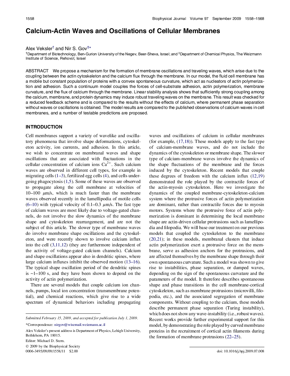 Calcium-Actin Waves and Oscillations of Cellular Membranes 