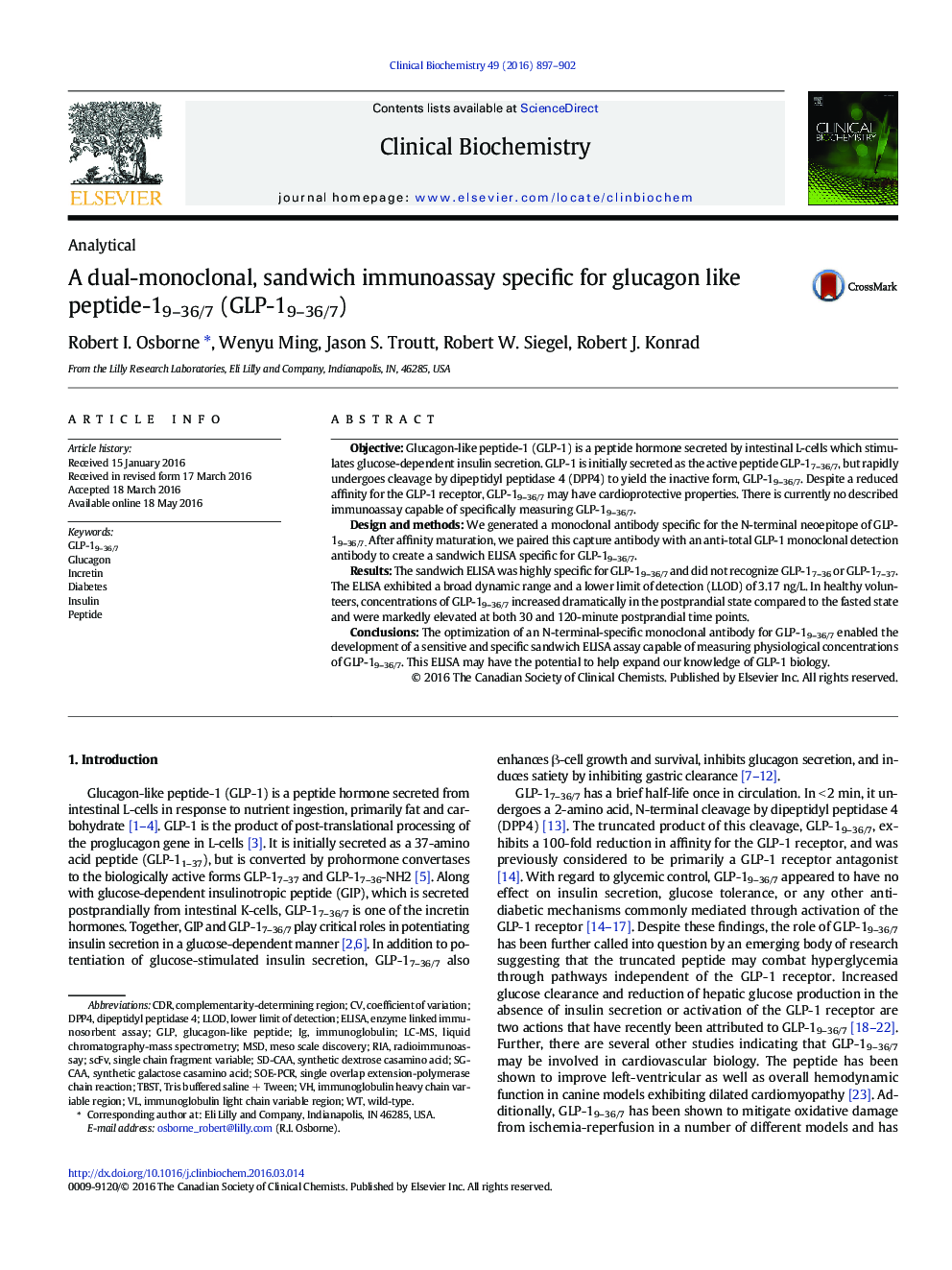 یک سنجش ایمنی ساندویچی، مونوکلونال دوگانه خاص برای  پپتید 19-36 / 7 (GLP-19-36 / 7) گلوکاگون مانند