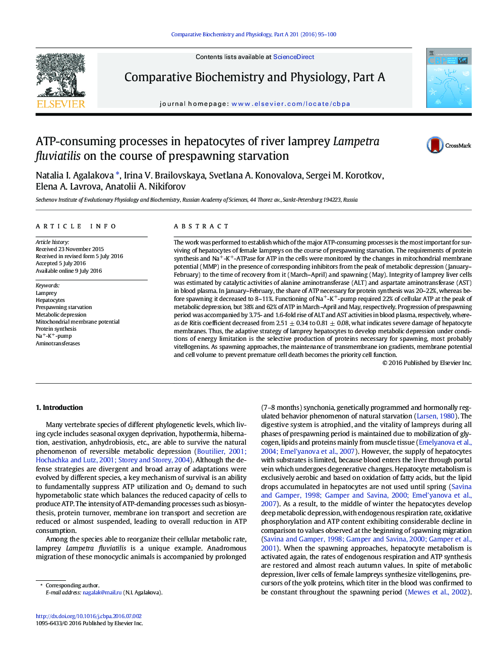 ATP-consuming processes in hepatocytes of river lamprey Lampetra fluviatilis on the course of prespawning starvation