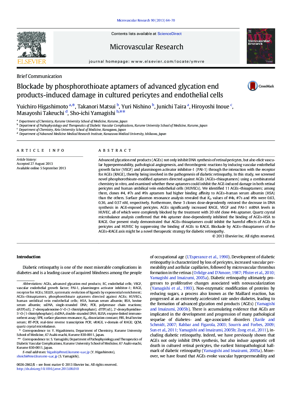 Blockade by phosphorothioate aptamers of advanced glycation end products-induced damage in cultured pericytes and endothelial cells