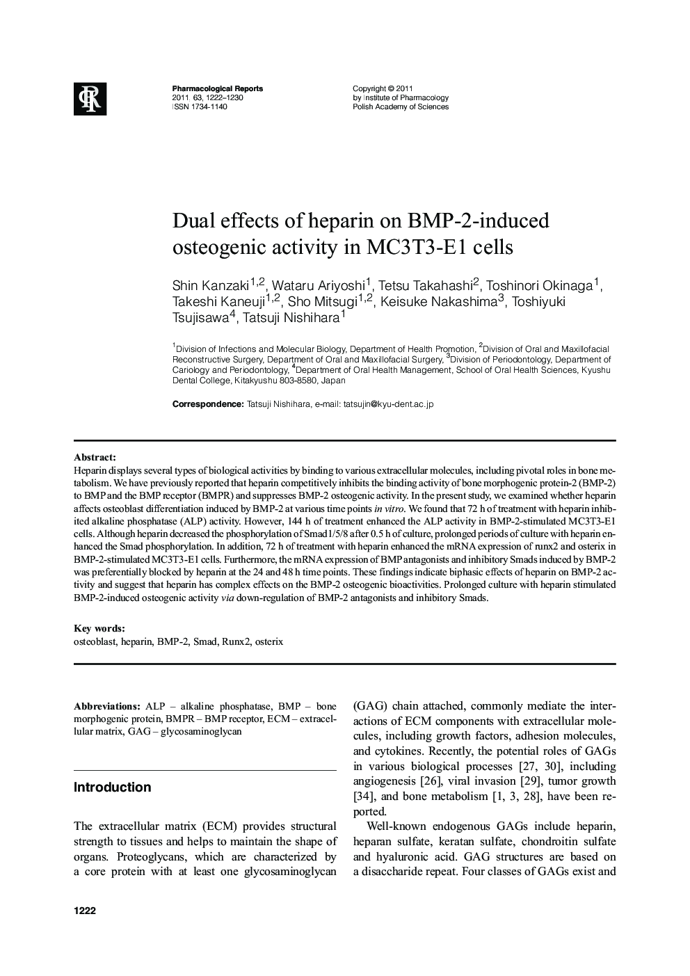 Dual effects of heparin on BMP-2-induced osteogenic activity in MC3T3-E1 cells