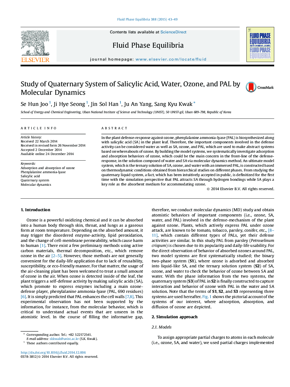 Study of Quaternary System of Salicylic Acid, Water, Ozone, and PAL by Molecular Dynamics